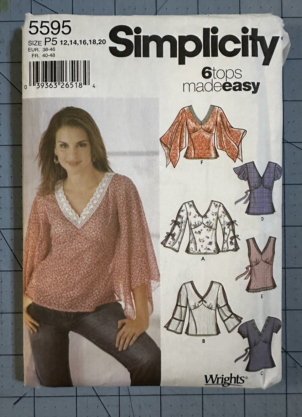 UNCUT Simplicity Pattern 5595 Sizes 12-20 Misses Pull-Over Tops 5 Variations